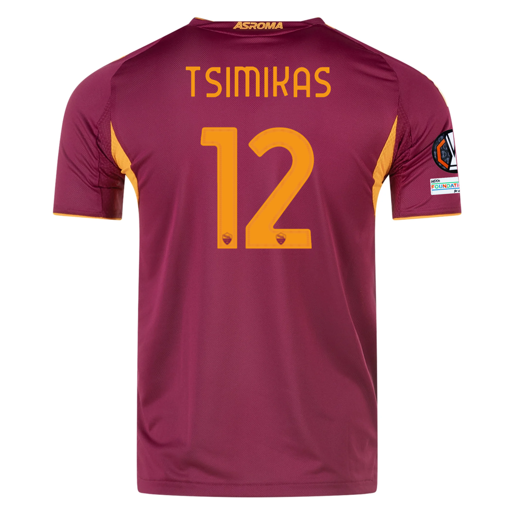 adidas Roma Authentic Konstantinos Tsimikas Home Jersey w/ Europa League Patches 25/26 (Burgundy)