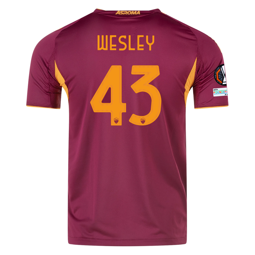 adidas Roma Authentic Wesley França Home Jersey w/ Europa League Patches 25/26 (Burgundy)