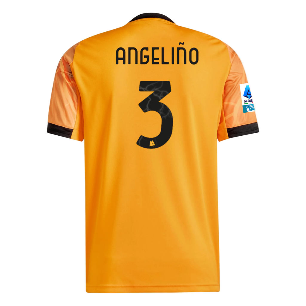 adidas Roma Angelino Away Jersey w/ Serie A Patch 25/26 (Orange/Black)