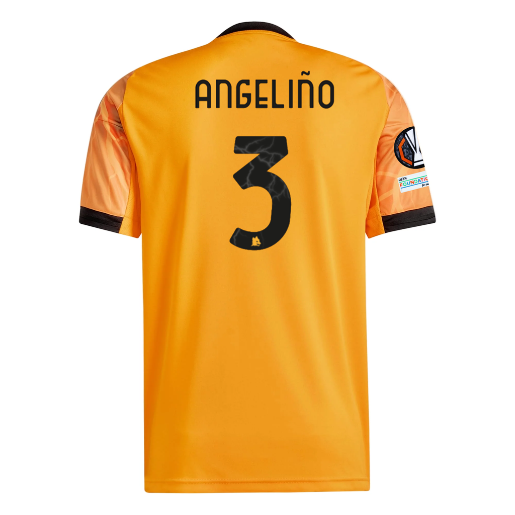 adidas Roma Angeliño Away Jersey w/ Europa League Patches 25/26 (Orange/Black)