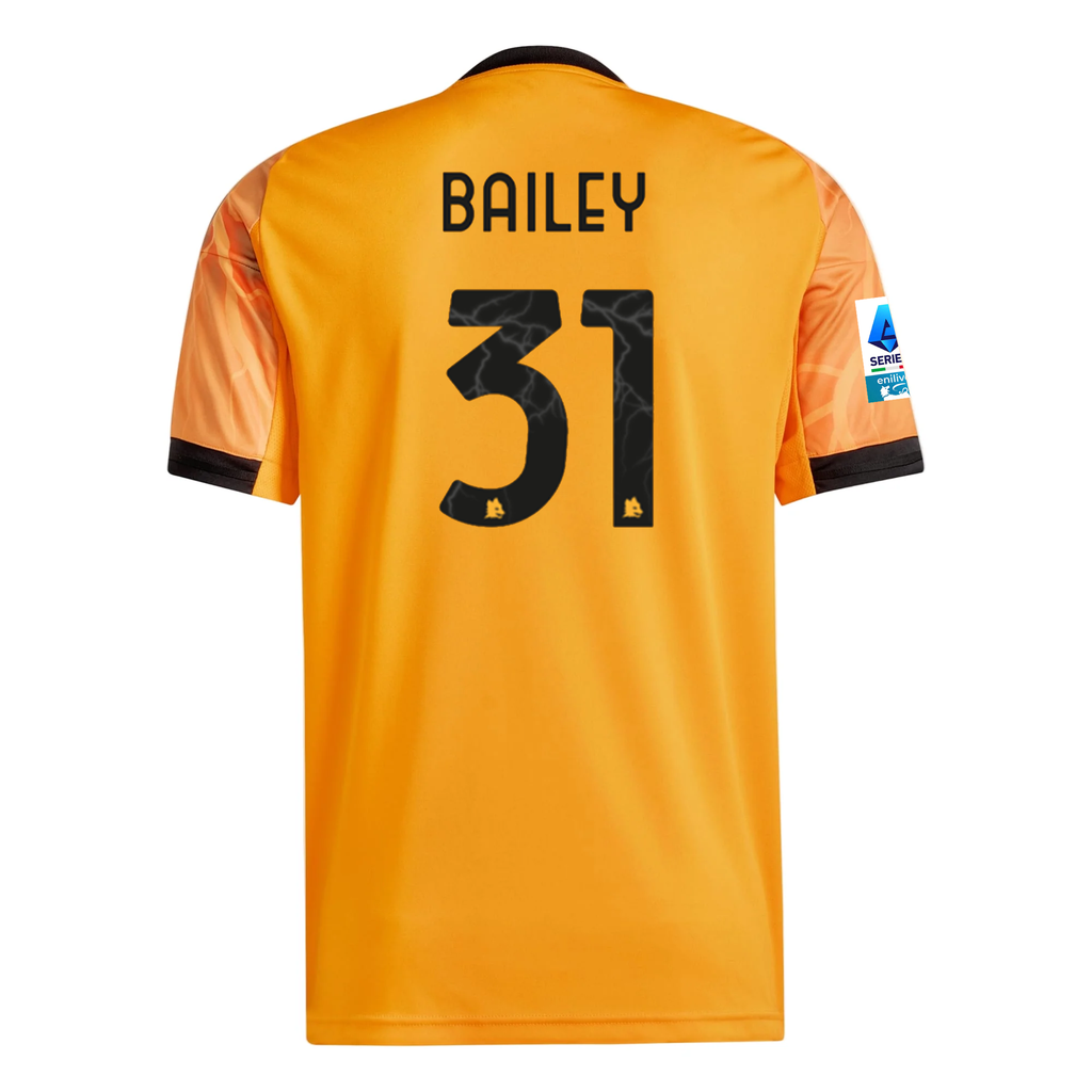 adidas Roma Leon Bailey Away Jersey w/ Serie A Patch 25/26 (Orange/Black)
