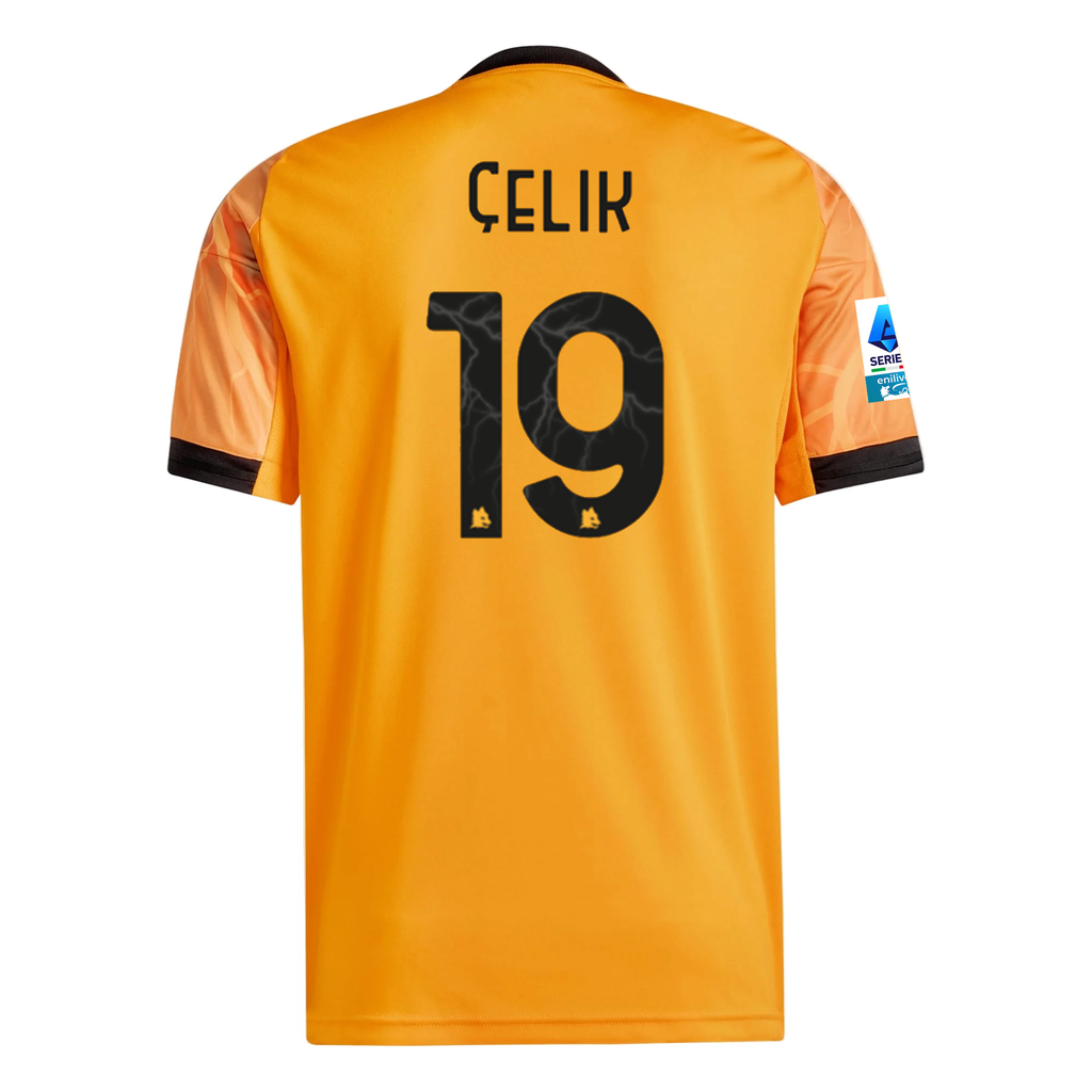 adidas Roma Mehmet Zeki Çelik Away Jersey w/ Serie A Patch 25/26 (Orange/Black)