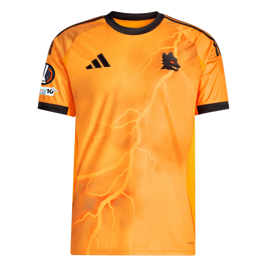 adidas Roma Lorenzo Pellegrini Away Jersey w/ Europa League Patches 25/26 (Orange/Black)