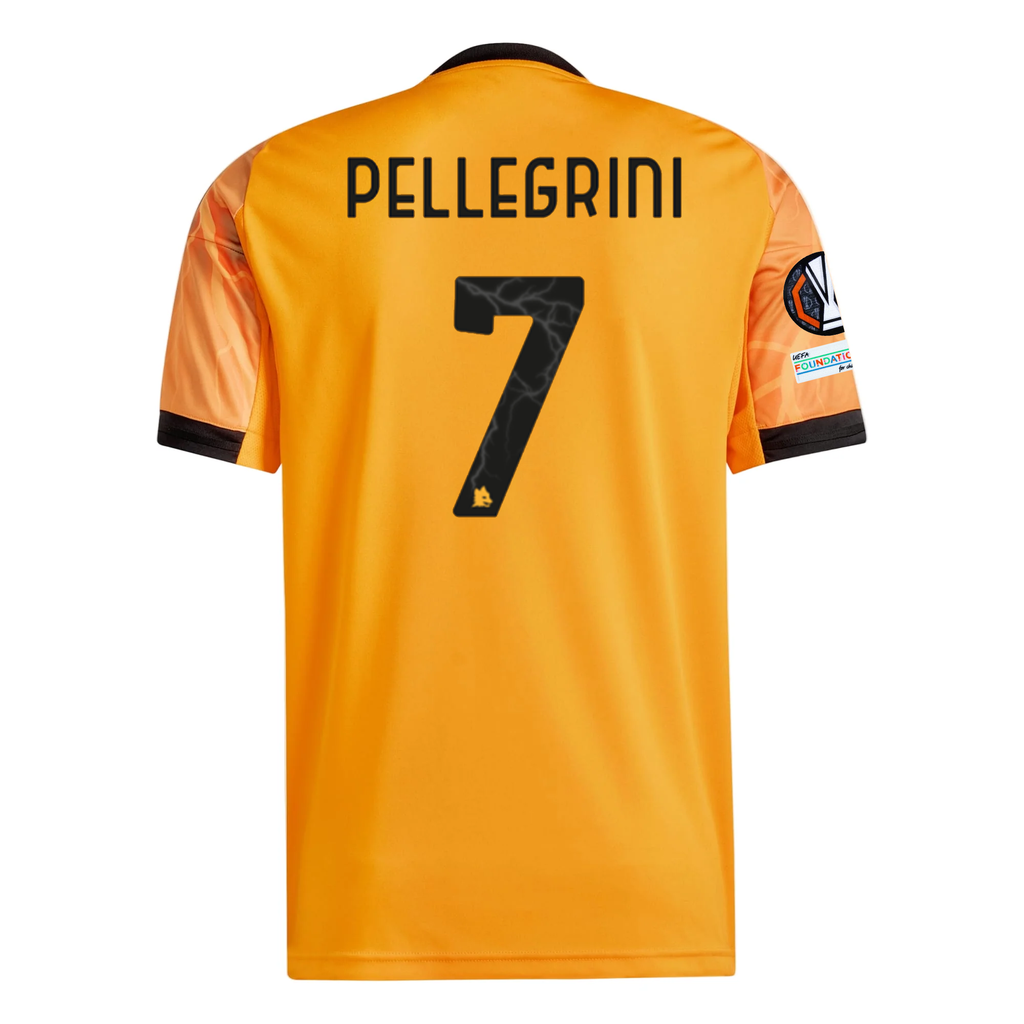 adidas Roma Lorenzo Pellegrini Away Jersey w/ Europa League Patches 25/26 (Orange/Black)