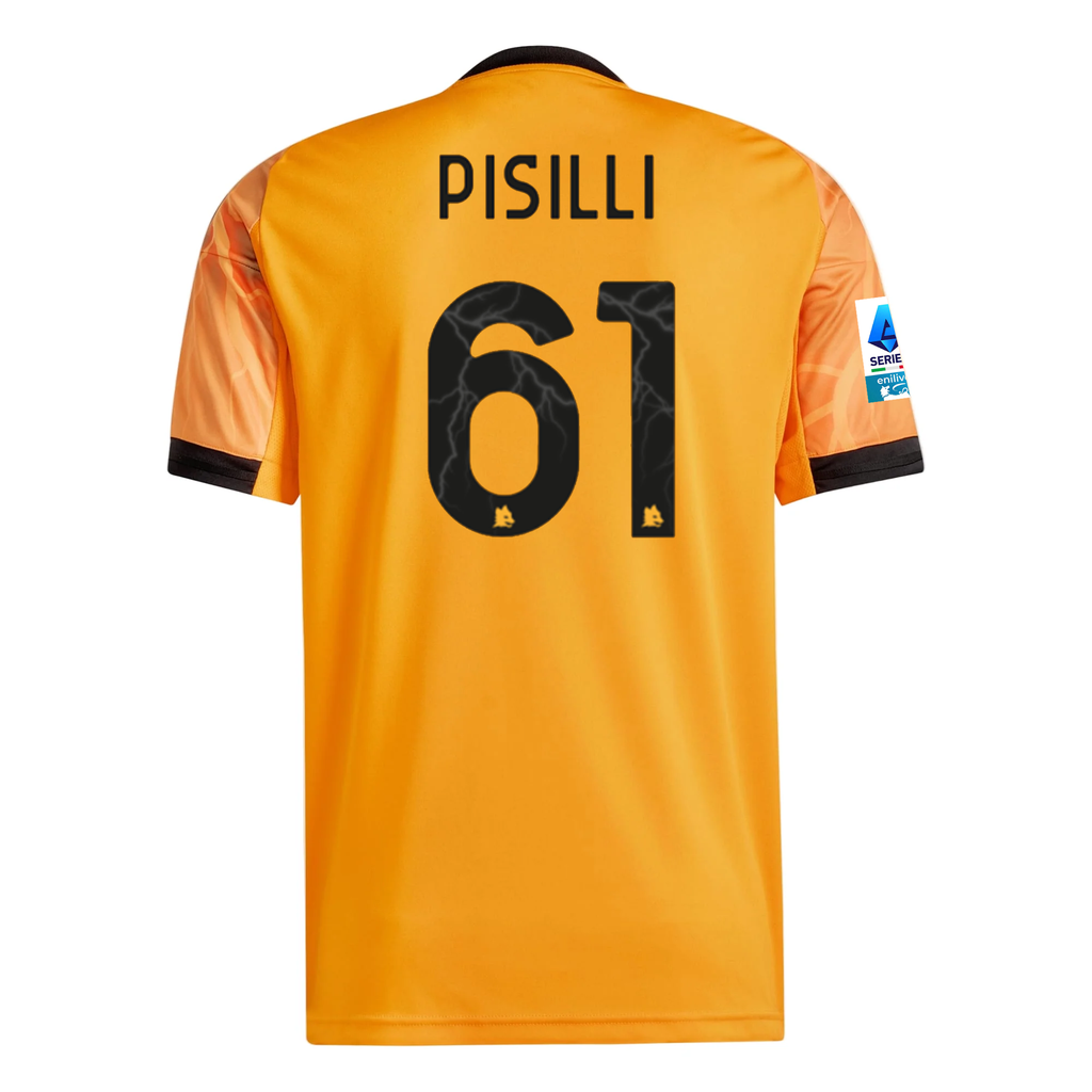 adidas Roma Niccolò Pisilli Away Jersey w/ Serie A Patch 25/26 (Orange/Black)