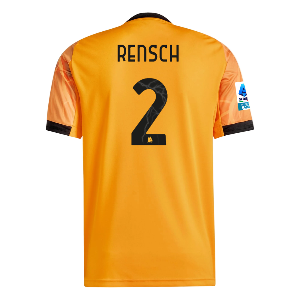 adidas Roma Devyne Rensch Away Jersey w/ Serie A Patch 25/26 (Orange/Black)