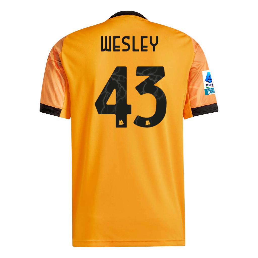 adidas Roma Wesley França Away Jersey w/ Serie A Patch 25/26 (Orange/Black)