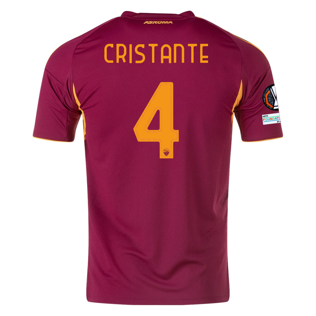 adidas Men's Roma Bryan Cristante Home Jersey w/ Europa League Patches 25/26 (Burgundy)