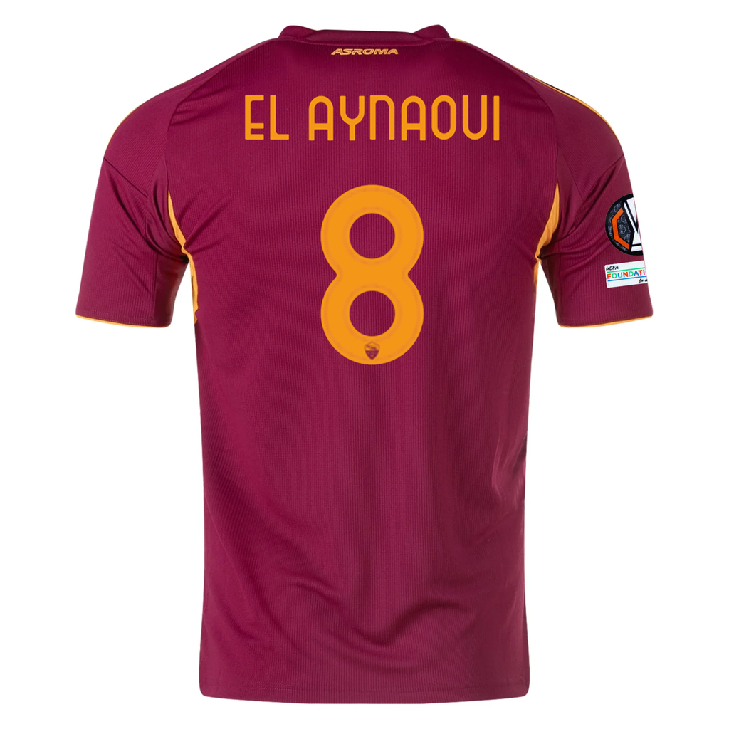 adidas Men's Roma Neil El Aynaoui Home Jersey w/ Europa League Patches 25/26 (Burgundy)