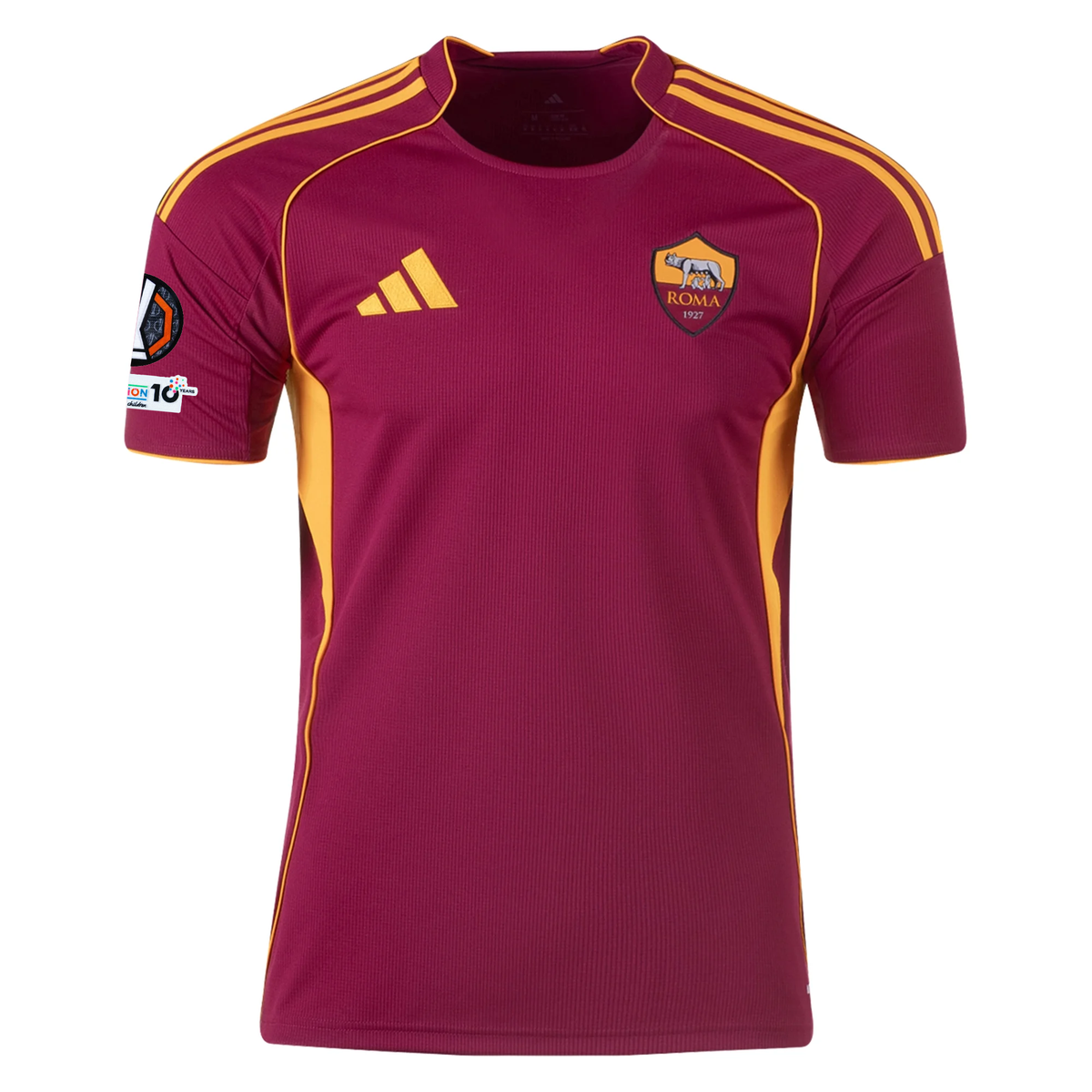 adidas Men's Roma Tommaso Baldanzi Home Jersey w/ Europa League Patches 25/26 (Burgundy)