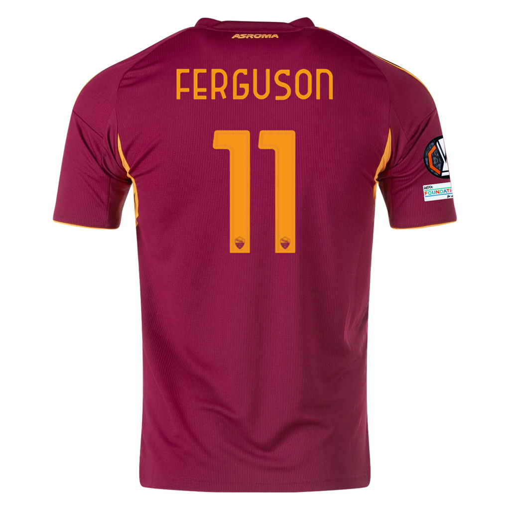 adidas Men's Roma Evan Ferguson Home Jersey w/ Europa League Patches 25/26 (Burgundy)