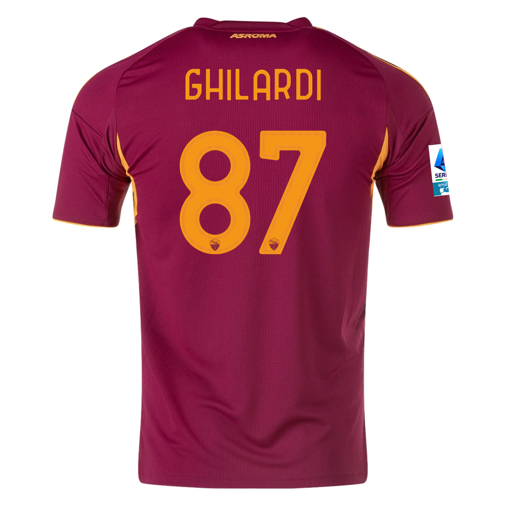 adidas Men's Roma Daniele Ghilardi Home Jersey w/ Serie A Patch 25/26 (Burgundy)