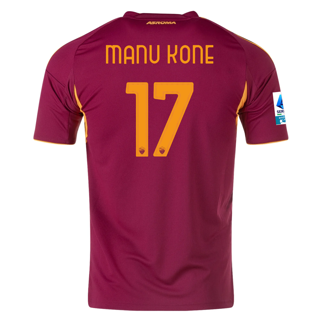 adidas Men's Roma Manu Kone Home Jersey w/ Serie A Patch 25/26 (Burgundy)