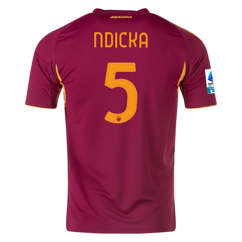 adidas Men's Roma Evan Ndicka Home Jersey w/ Serie A Patch 25/26 (Burgundy)