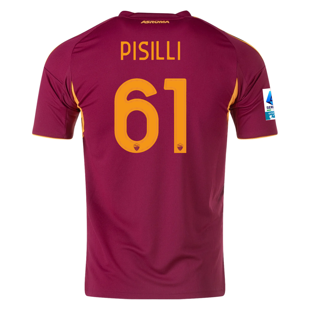 adidas Men's Roma Niccolò Pisilli Home Jersey w/ Serie A Patch 25/26 (Burgundy)