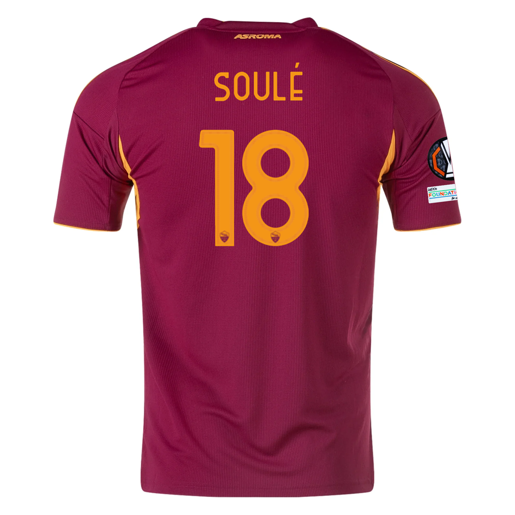adidas Men's Roma Matías Soulé Home Jersey w/ Europa League Patches 25/26 (Burgundy)