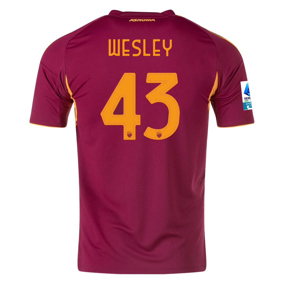 adidas Men's Roma Wesley França Home Jersey w/ Serie A Patch 25/26 (Burgundy)