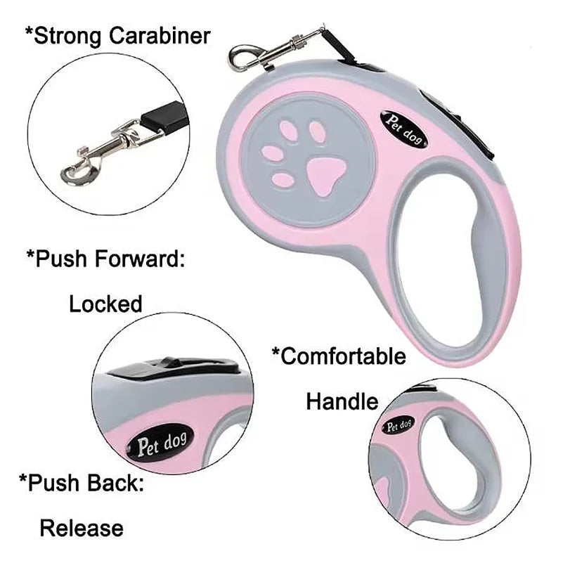 3m 5m Paw Dog Leash For Small Medium Large Dogs Outdoor Lead Walking Puppy Strong Retractable Nylon Rope Yorkies Pet Supplies