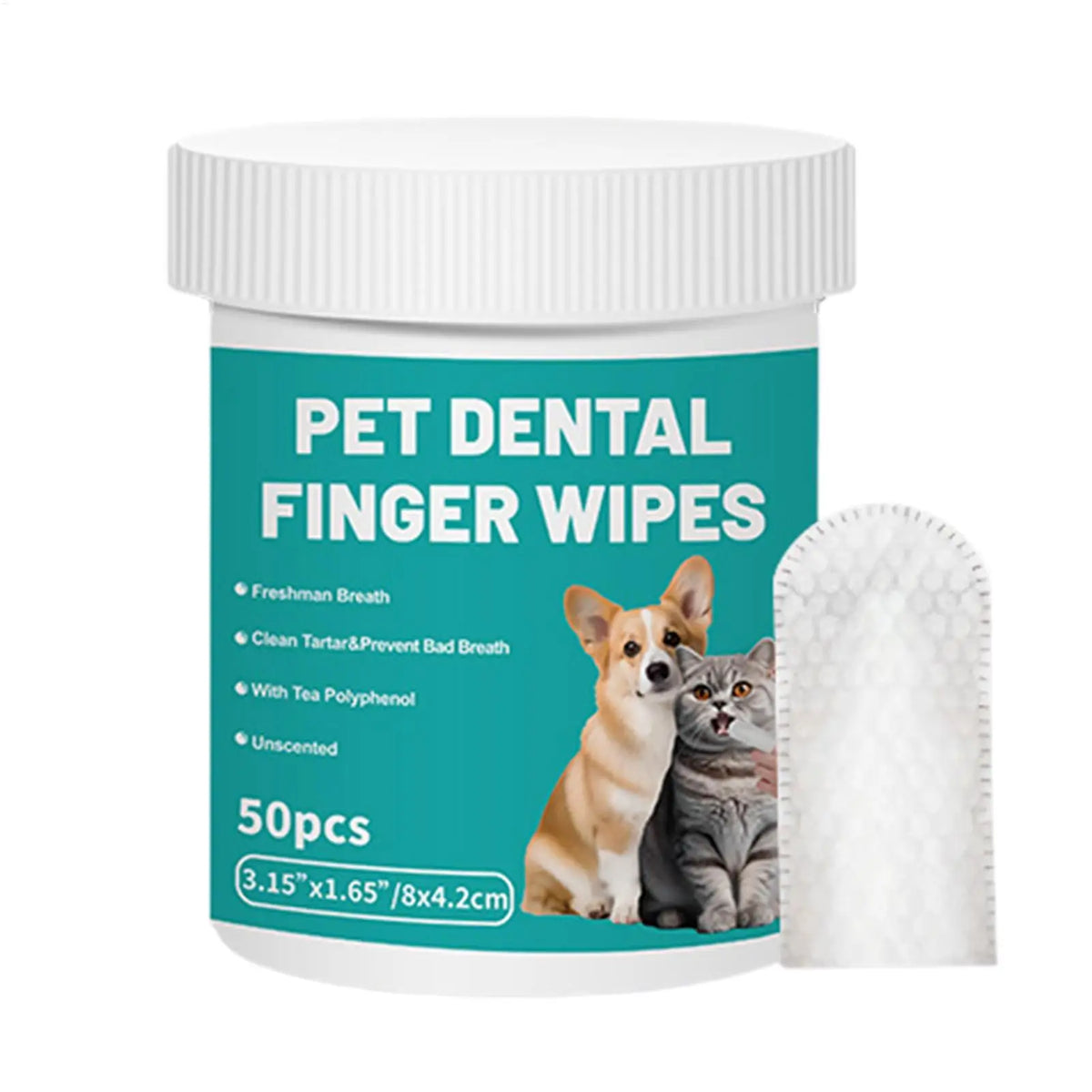 Dog Teeth Cleaning Finger Wipes Disposable Finger Wet Wipes Super Soft Oral Care Toothbrushes 50Pcs Dog Ear Wipes Pet Supplies