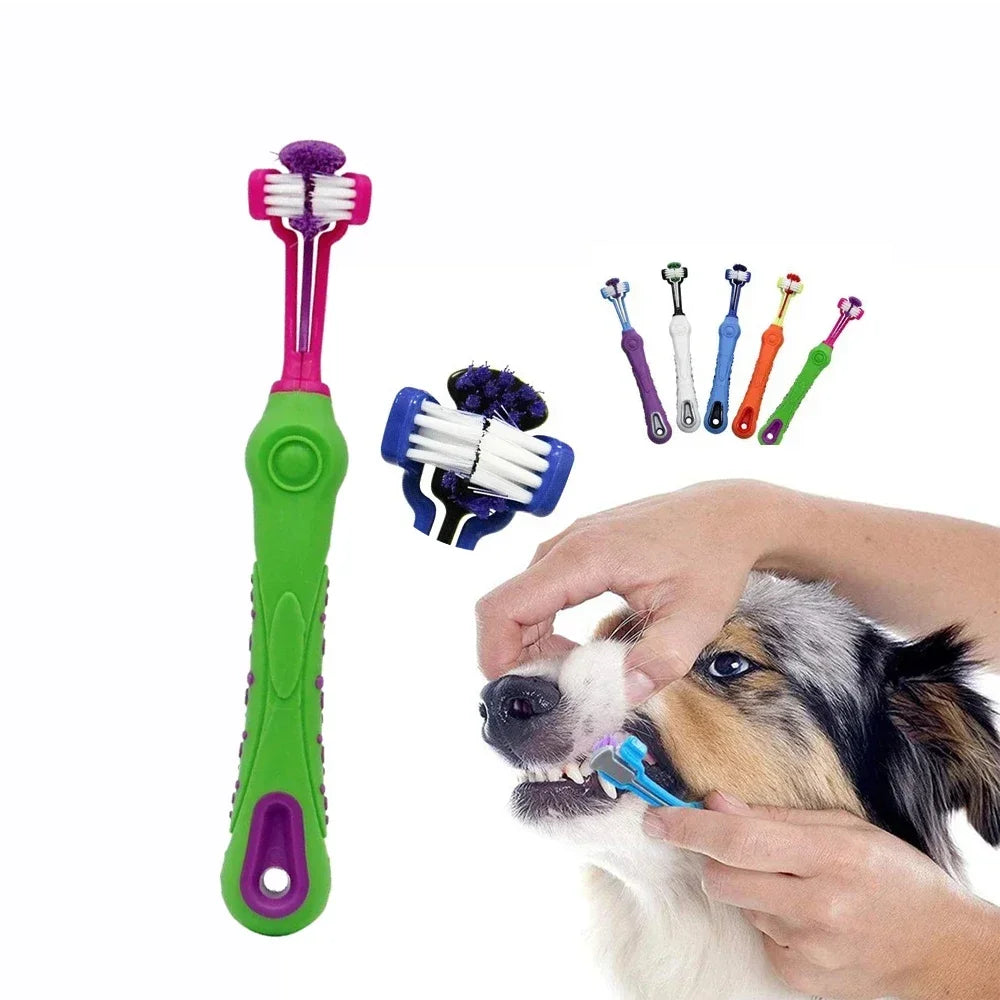 Pet Toothbrush Comfortable Three Sided Dog Tooth Brush Healthy Dental Care For Medium Large Dogs Teeth Cleaning