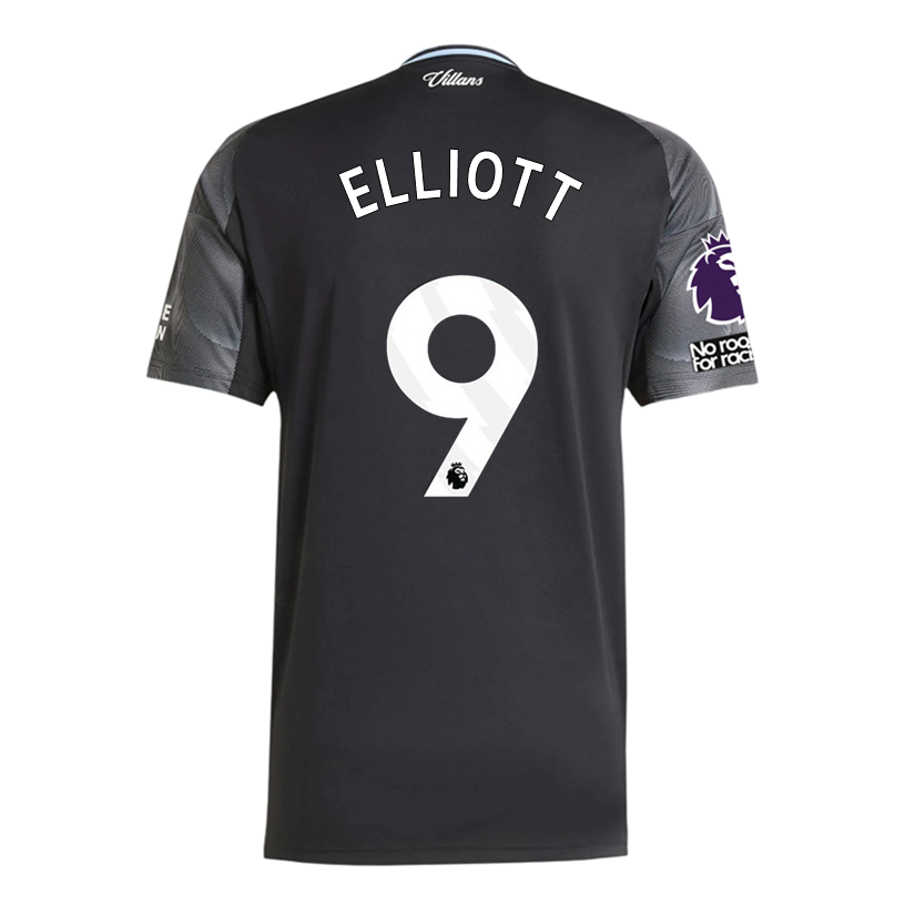 adidas Elliott Men's Aston Villa 25/26 Away Jersey w/ EPL + NRFR Patches (Black/Global Blue)