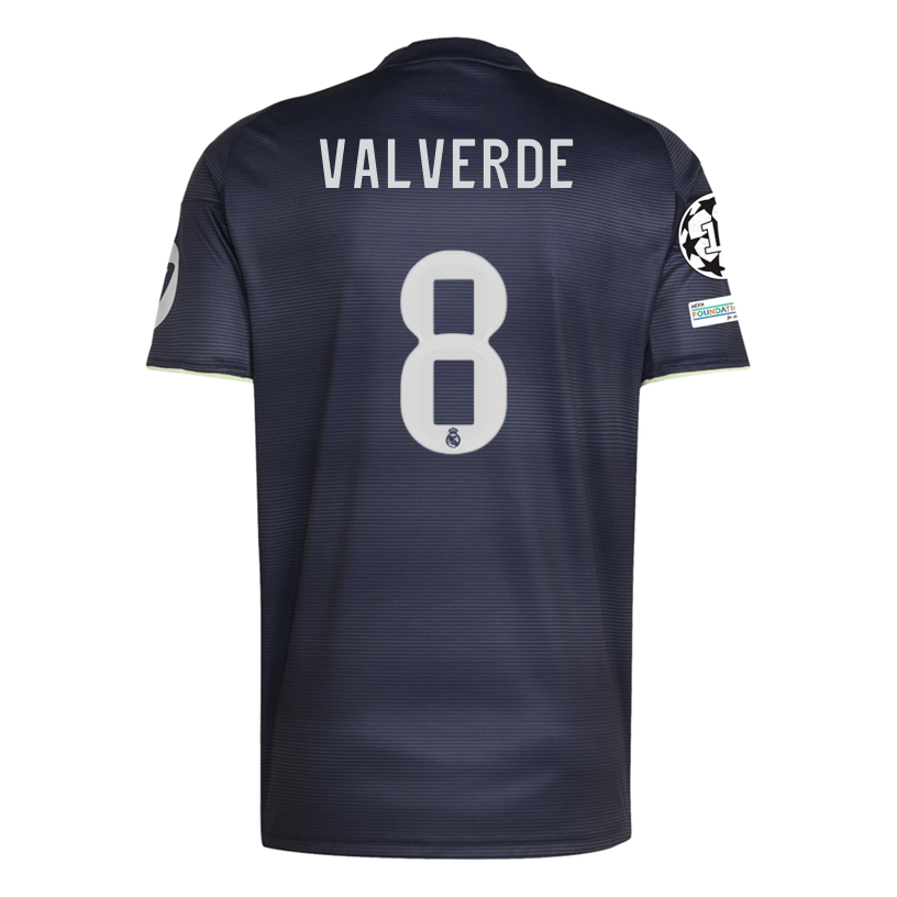 adidas Valverde Real Madrid 25/26 Away Jersey w/ Champions League Patches (Legend Ink)