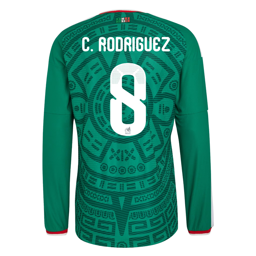 adidas Men's C. Rodriguez Mexico Long-Sleeve Authentic Home Jersey 2026 (Bold Green)