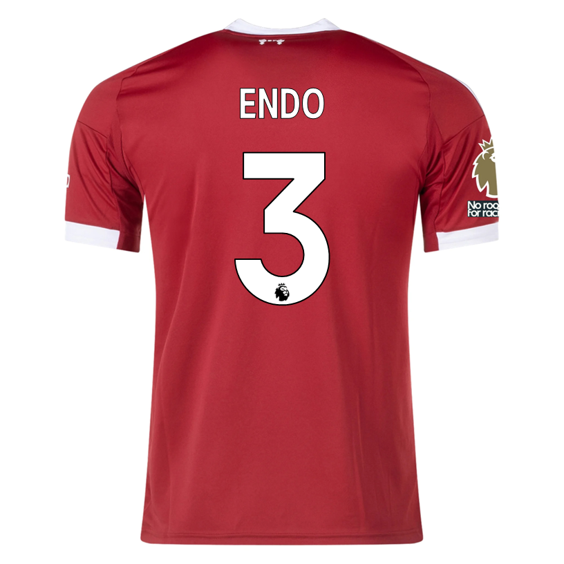 adidas Endo Men's Liverpool Home Jersey 25/26 w/ NRFR + EPL Champions Patch (Strawberry Red)