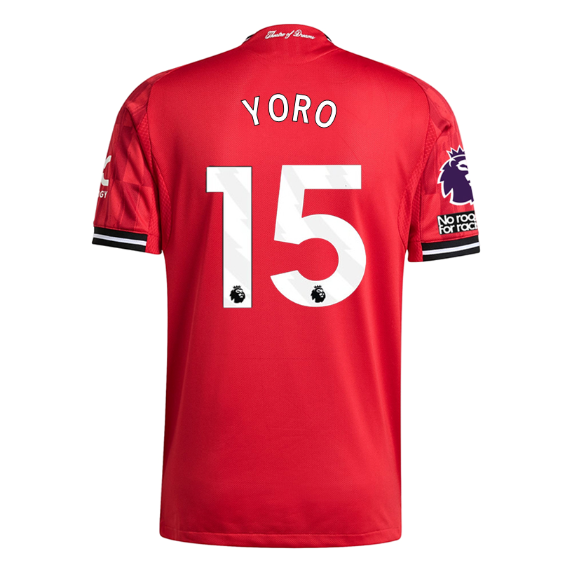 adidas Yoro Men's Manchester United Authentic Home Jersey 25/26 w/ NRFR + EPL Patch (Red)