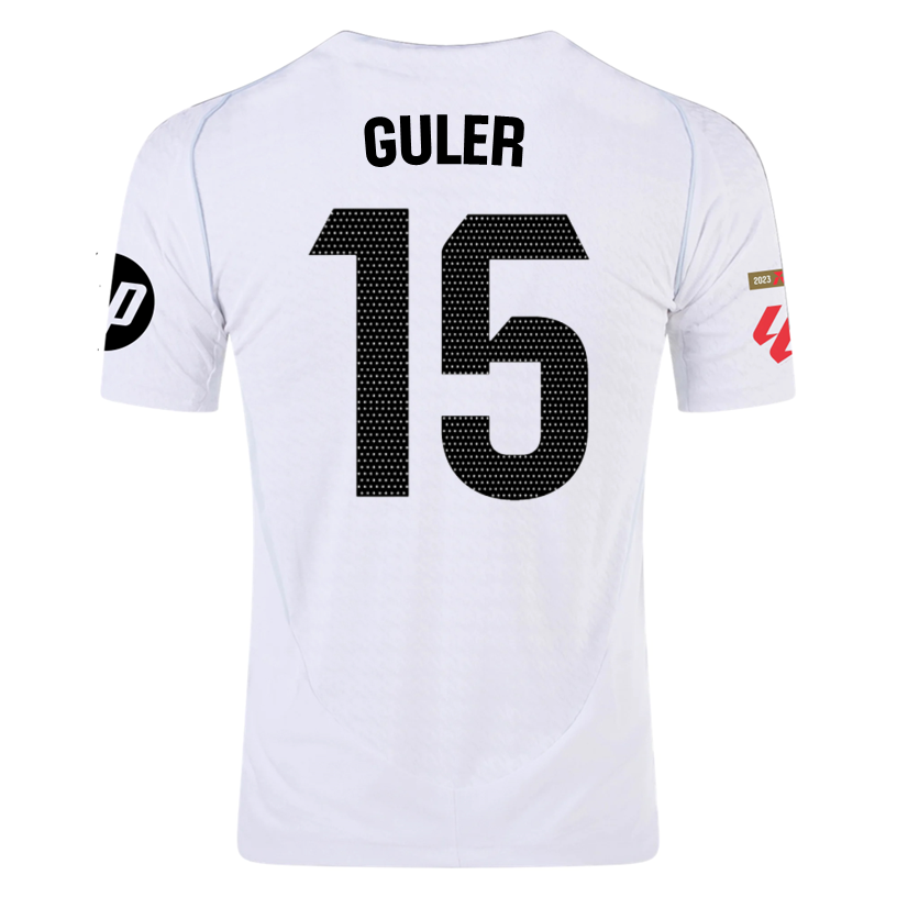 adidas Arda Güler Real Madrid Authentic Home Jersey w/ La Liga Patches 24/25 (White/Black)