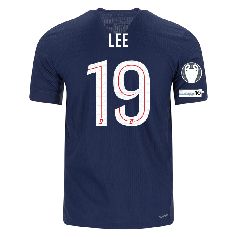 Nike Men's Lee Paris Saint-Germain Authentic Home Jersey 25/26 w/ Champions League Patches (Navy)