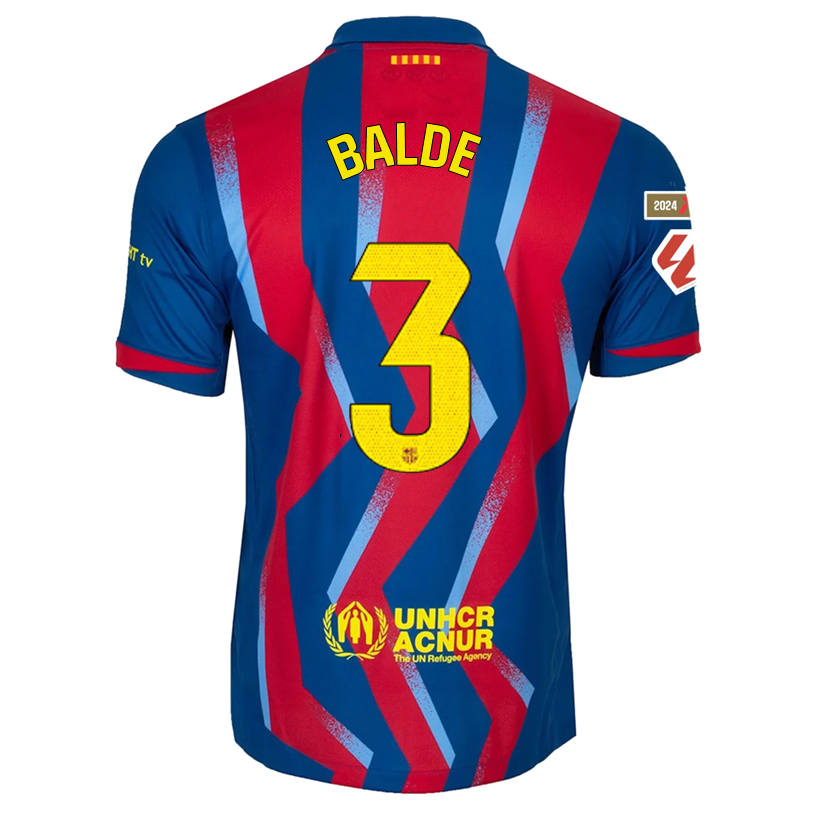 Nike Men's FC Barcelona Balde 4th Jersey 25/26 w/ La Liga Patches (Blue/Red/Yellow)
