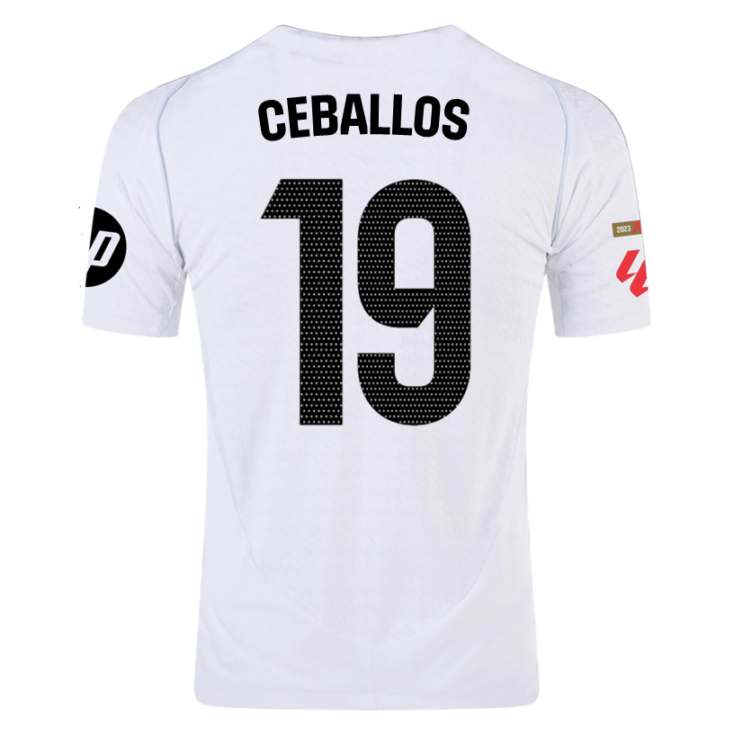 adidas D. Ceballos Real Madrid Authentic Home Jersey w/ La Liga Patches 24/25 (White/Black)