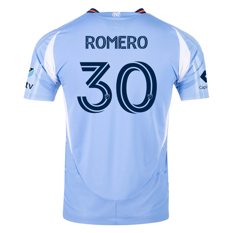 adidas Tomás Romero New York City FC Authentic Home Jersey 25/26 w/ MLS Patches (Bahia Light Blue)