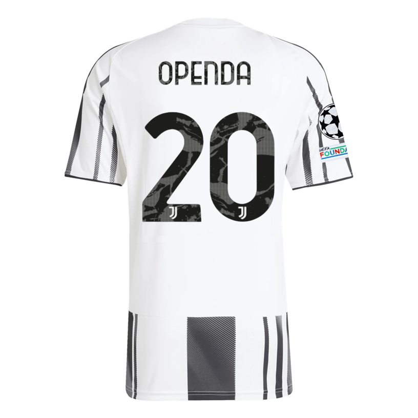 adidas Juventus Openda Home Jersey w/ Champions League Patches 25/26 (White/Black/Pink)