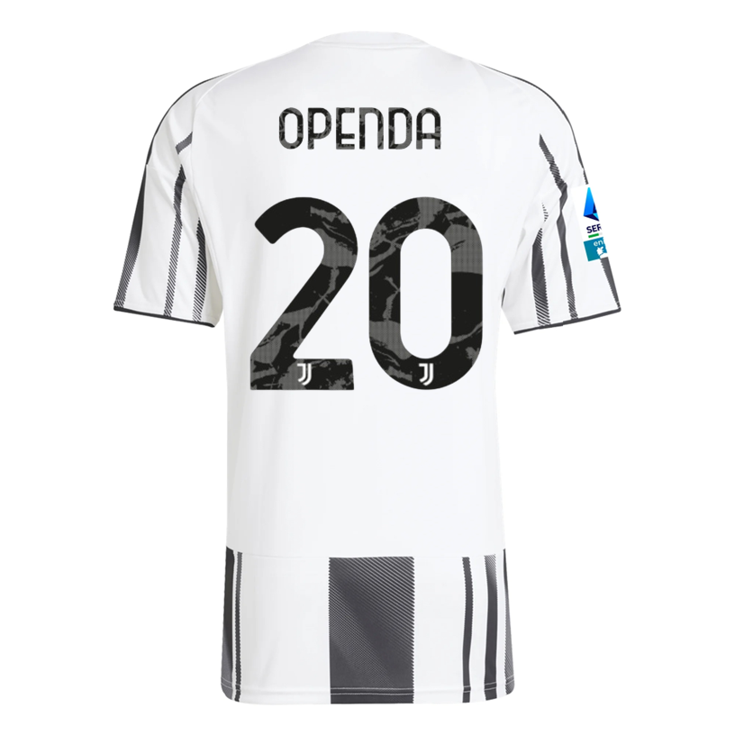 adidas Men's Juventus Openda Home Jersey w/ Serie A Patch 25/26 (White/Black/Pink)