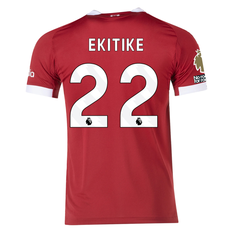 adidas Men's Liverpool FC Authentic Ekitike Home Jersey 25/26 w/ EPL + NRFR Patches (Strawberry Red)