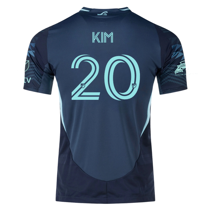 adidas K. Kim Andrade Sounders Authentic Away Jersey 25/26 w/ MLS Patches & Sponsor (Aura Ink)