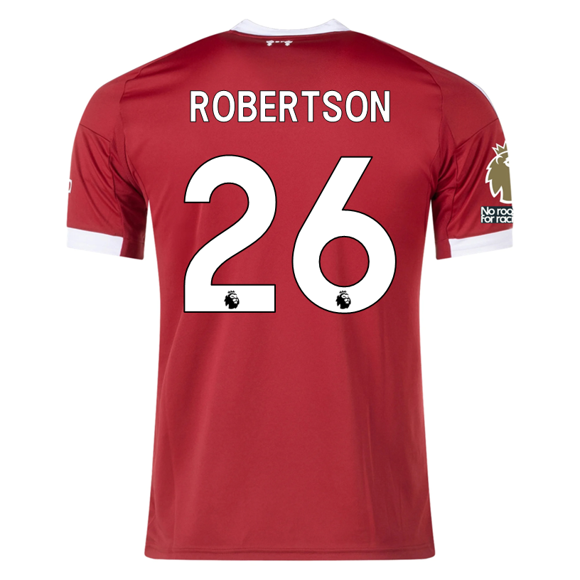 adidas Robertson Men's Liverpool Home Jersey 25/26 w/ NRFR + EPL Champions Patch (Strawberry Red)