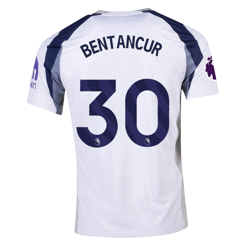 Nike Bentancur Tottenham Hotspurs Home Jersey w/ EPL + No Room For Racism Patch 25/26 (White/Iron/Binary Blue)