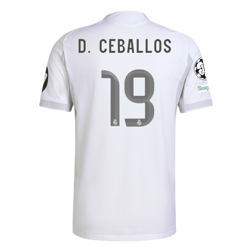adidas Daniel Ceballos Fernández Real Madrid 25/26 Home Jersey w/ Champions League Patches (White)