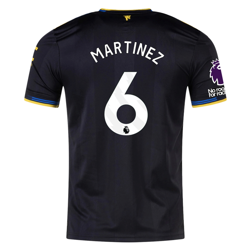 adidas Martinez Men's Manchester United Authentic Third Jersey 25/26 w/ NRFR + EPL Patches (Black)