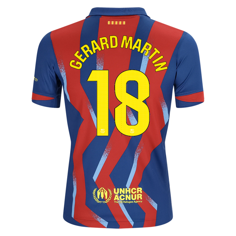 Nike Youth Gerard Martin FC Barcelona 4th Soccer Jersey 25/26 (Gym Blue/Salsa Red)