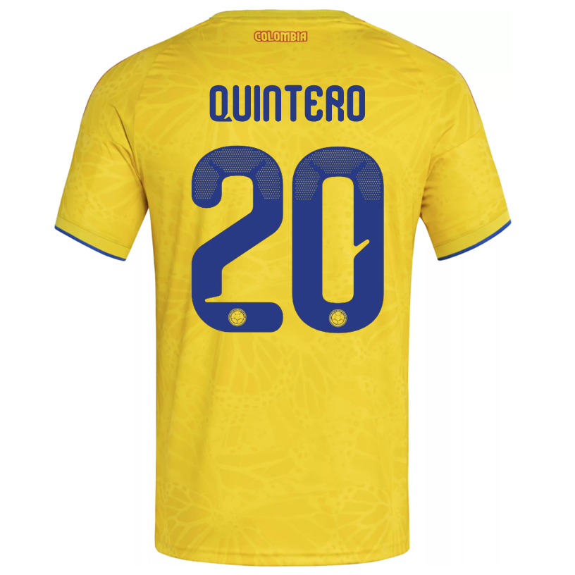 adidas Men's Quintero Colombia 2026 Home Jersey (Impact Yellow)