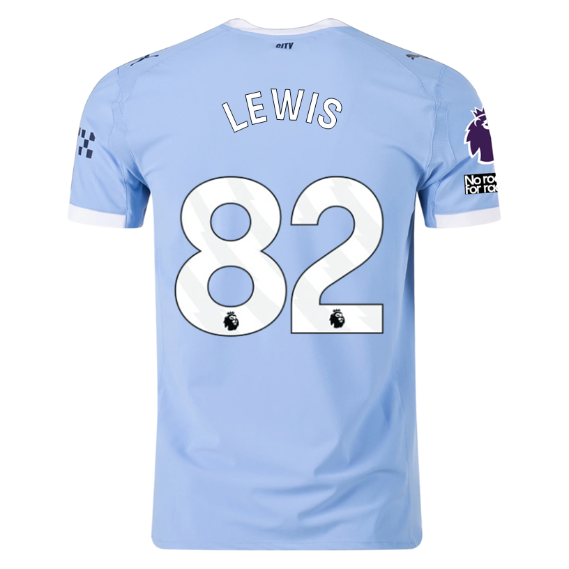 Puma Manchester City Authentic Lewis Home Jersey w/ EPL + No Room For Racism Patches 25/26 (Team Light Blue/White)