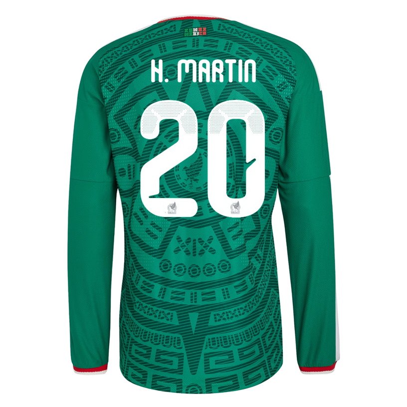 adidas Men's H. Martin Mexico Long-Sleeve Authentic Home Jersey 2026 (Bold Green)