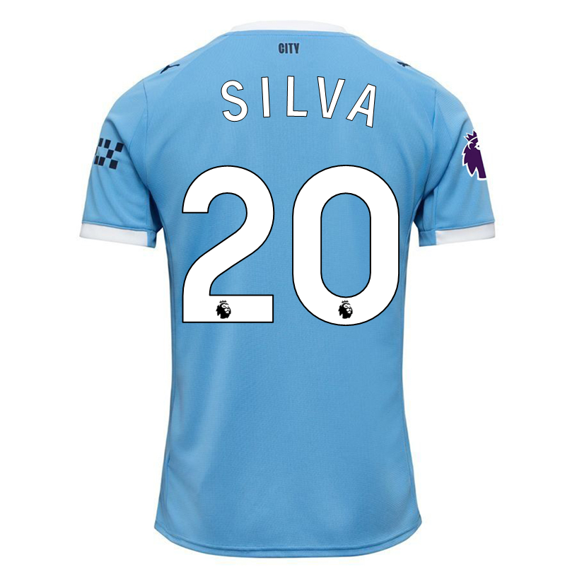Puma Bernardo Silva Manchester City Home Jersey 25/26 w/ EPL + Sponsor Patch (Team Light Blue/Puma White)