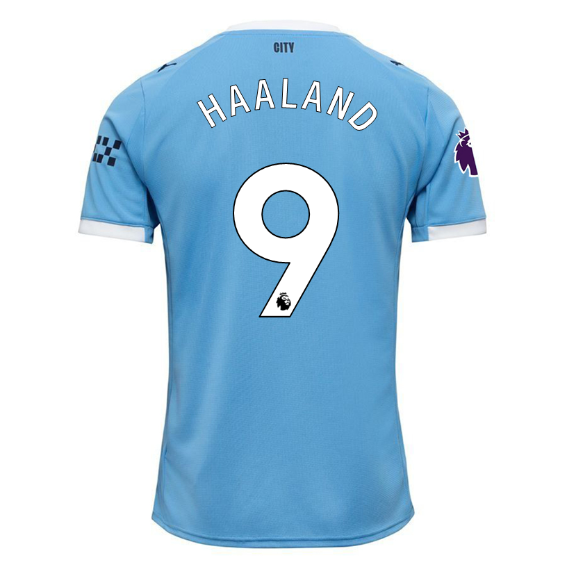 Puma Erling Haaland Manchester City Home Jersey 25/26 w/ EPL + Sponsor Patch (Team Light Blue/Puma White)