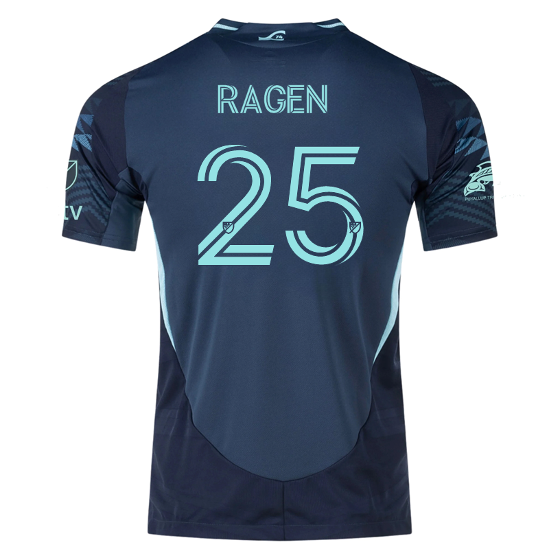 adidas J. Ragen Seattle Sounders Authentic Away Jersey 25/26 w/ MLS Patches & Sponsor (Aura Ink)