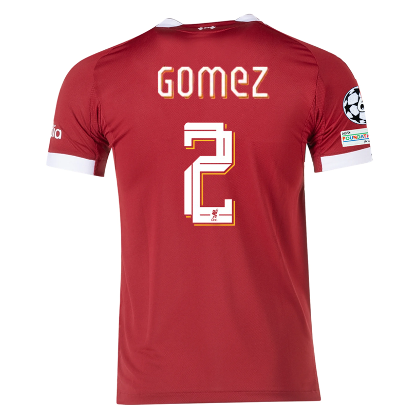 adidas Men's Liverpool Gomez Home Jersey 25/26 w/ Champions League Patches (Strawberry Red)